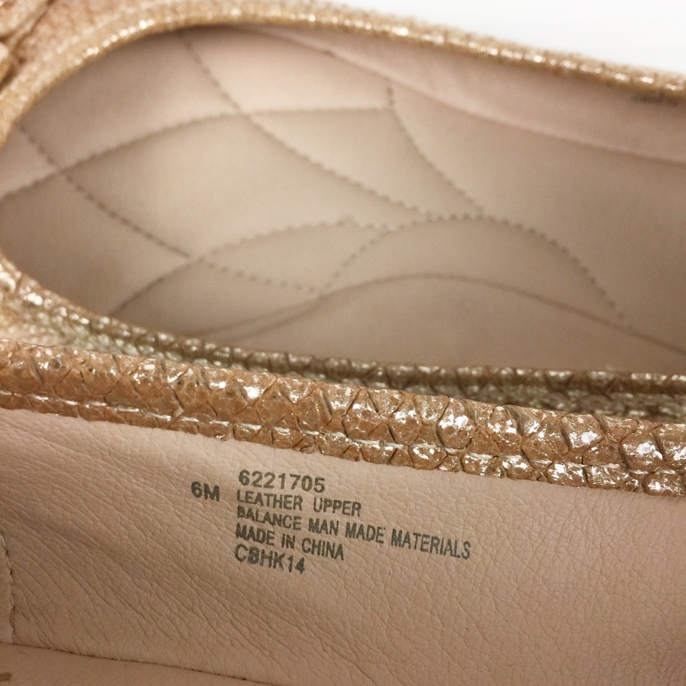 ISOLA Gold Metallic Snakeskin Leather Flats 6 - Picture 8 of 8
